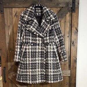 Karl Lagerfeld Black and Cream Pea Coat